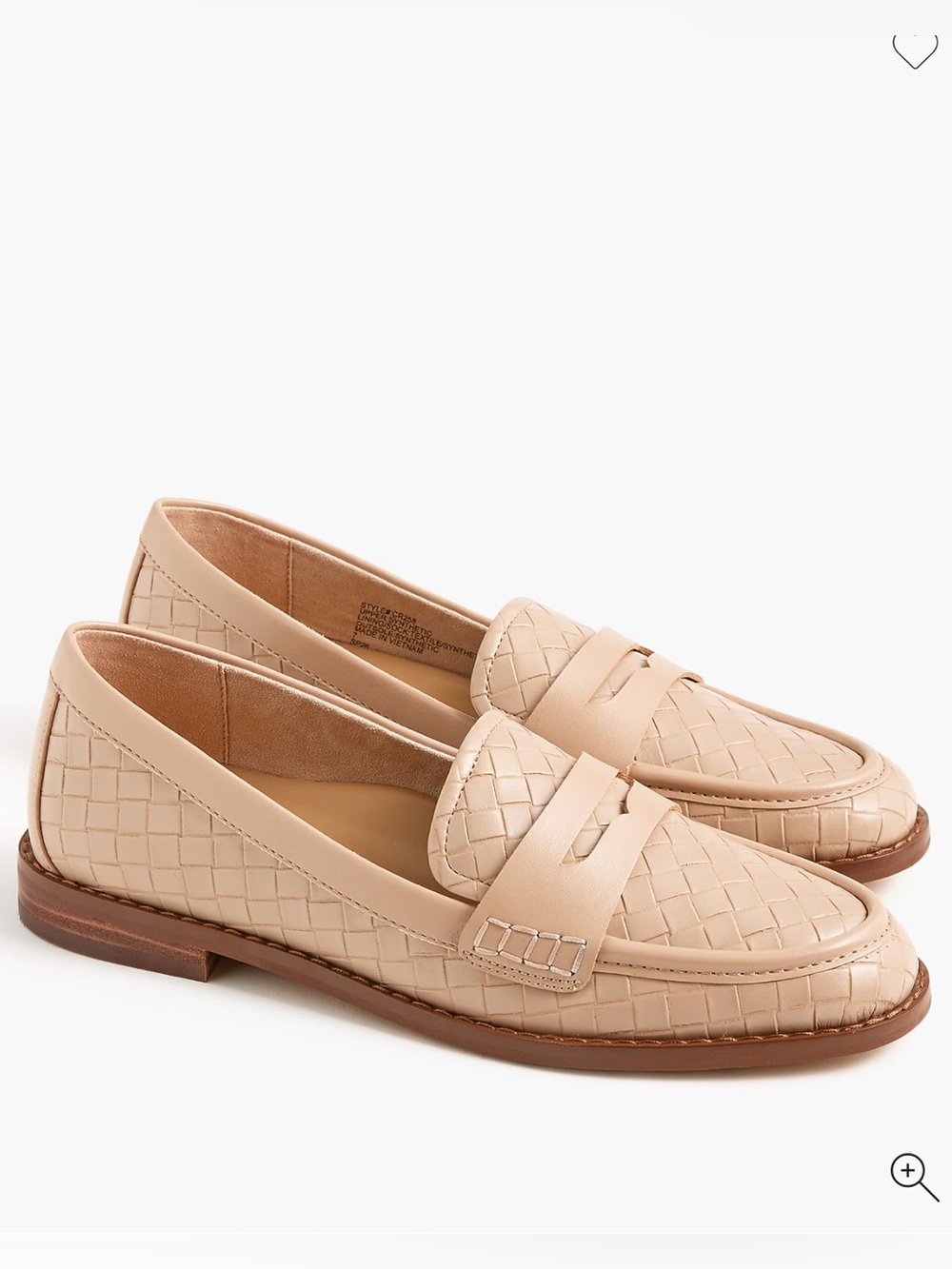 J. Crew Factory Woven Leather Penny Loafers in Nude